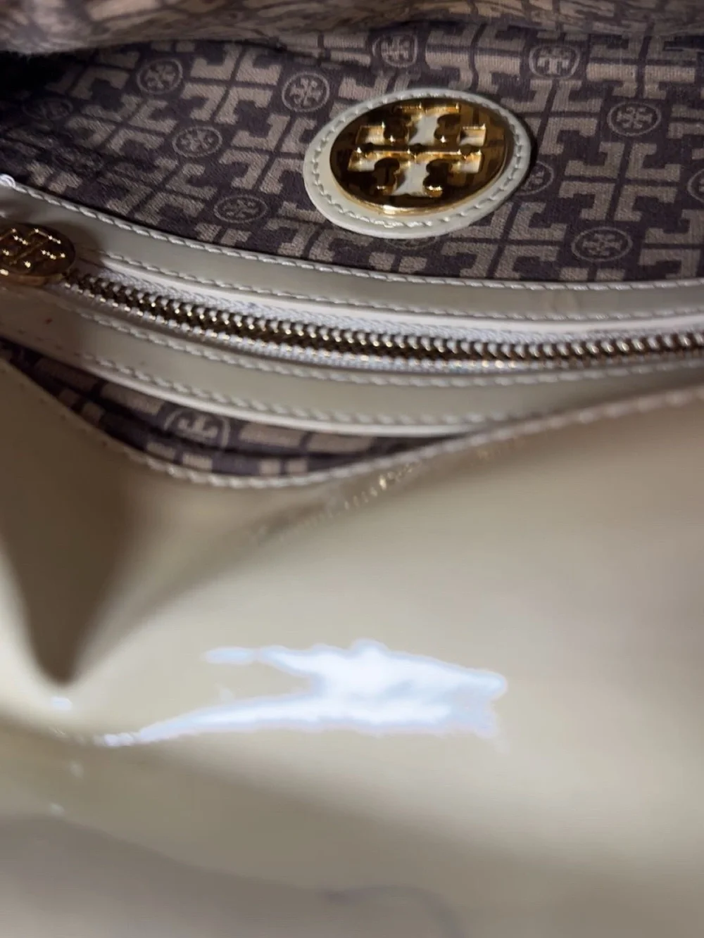 Tory Burch Yellow Patent Leather Clutch with Gold Logo Medallion